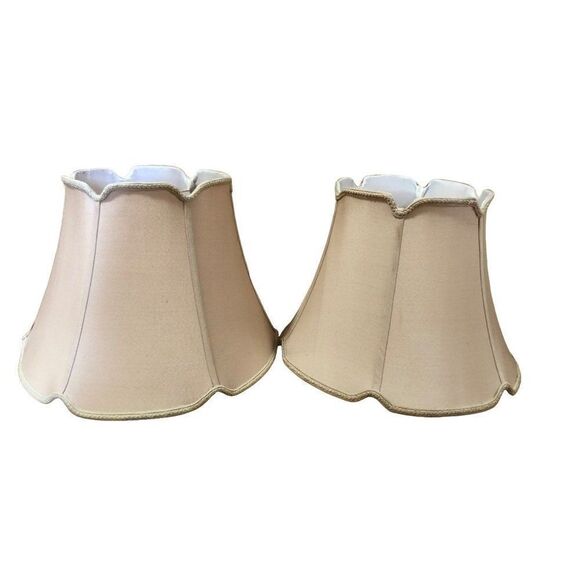 Vintage Royal Designs Tapered Drum V-Notch Beige Lamp Shade Set Of 2 - Picture 1 of 5